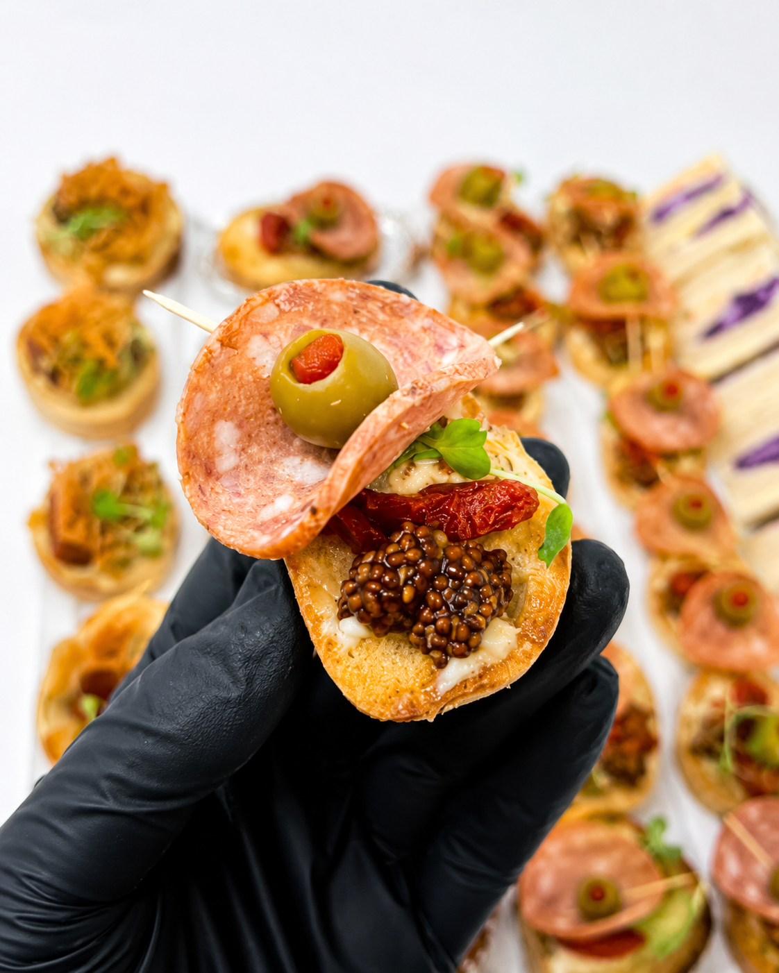 Pepperoni Crostini with Corn Salsa (per dozen)