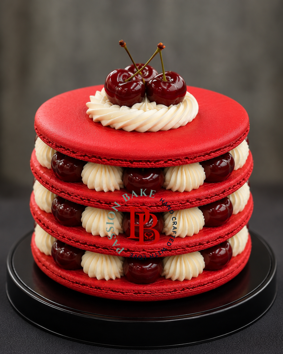 Black Forest Macaron Celebration Cake